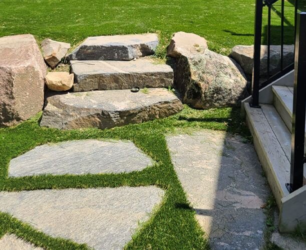 stone landscaping for a residential house